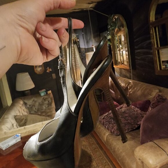 Sergio Rossi peep toe slingbacks sz 39 - Picture 5 of 5